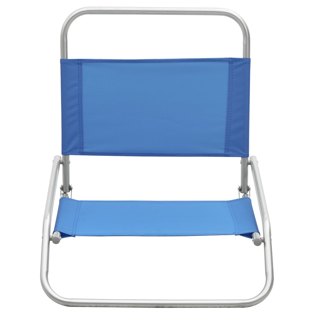 vidaXL Folding Beach Chairs 2 pcs Blue Fabric