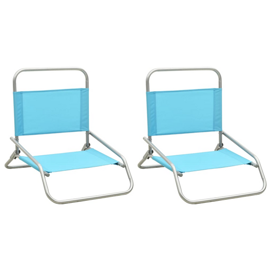 vidaXL Folding Beach Chairs 2 pcs Turquoise Fabric