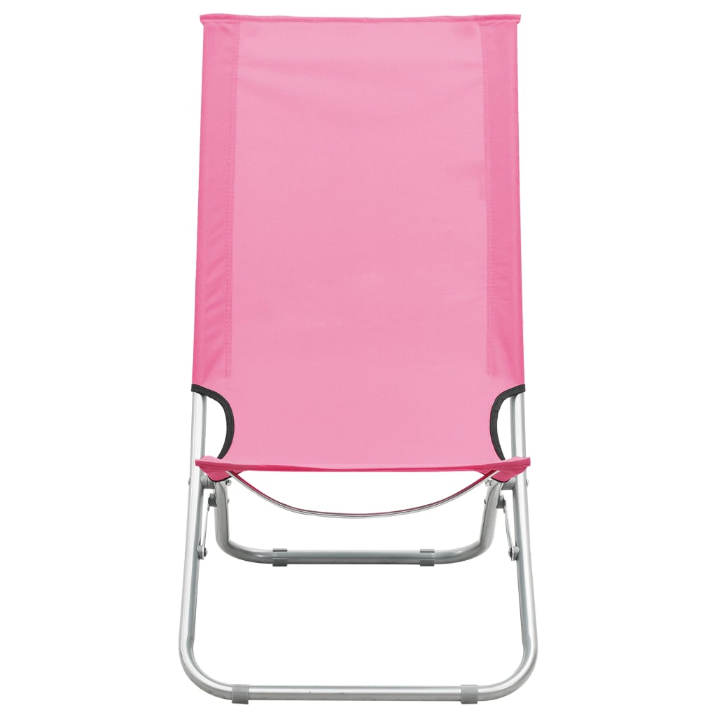 vidaXL Folding Beach Chairs 2 pcs Pink Fabric