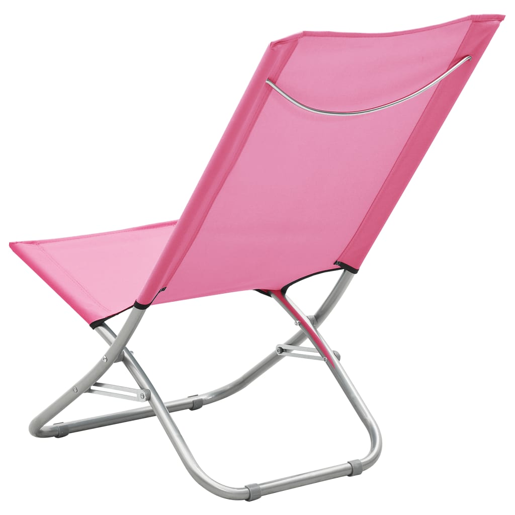 vidaXL Folding Beach Chairs 2 pcs Pink Fabric