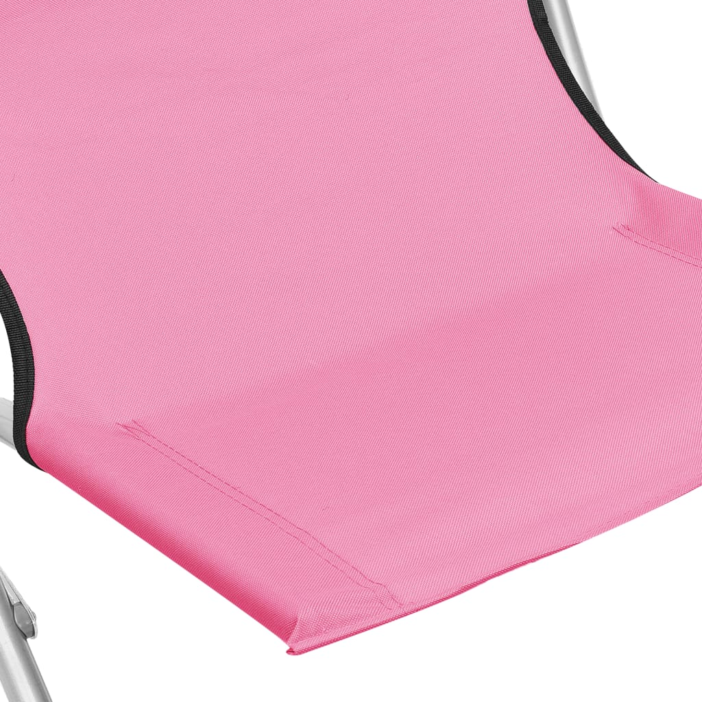 vidaXL Folding Beach Chairs 2 pcs Pink Fabric