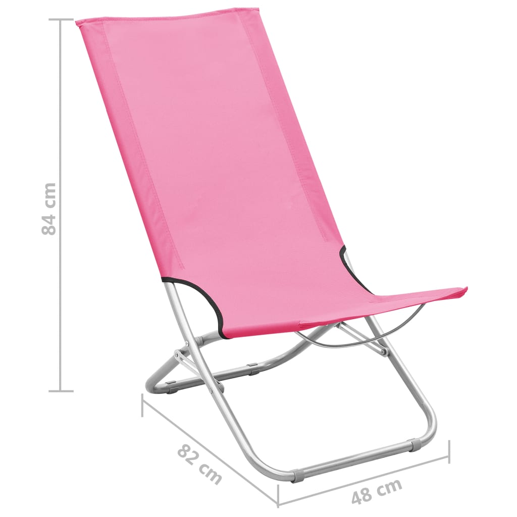 vidaXL Folding Beach Chairs 2 pcs Pink Fabric