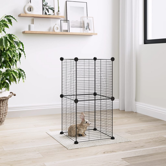 vidaXL 8-Panel Pet Cage Black 35x35 cm Steel