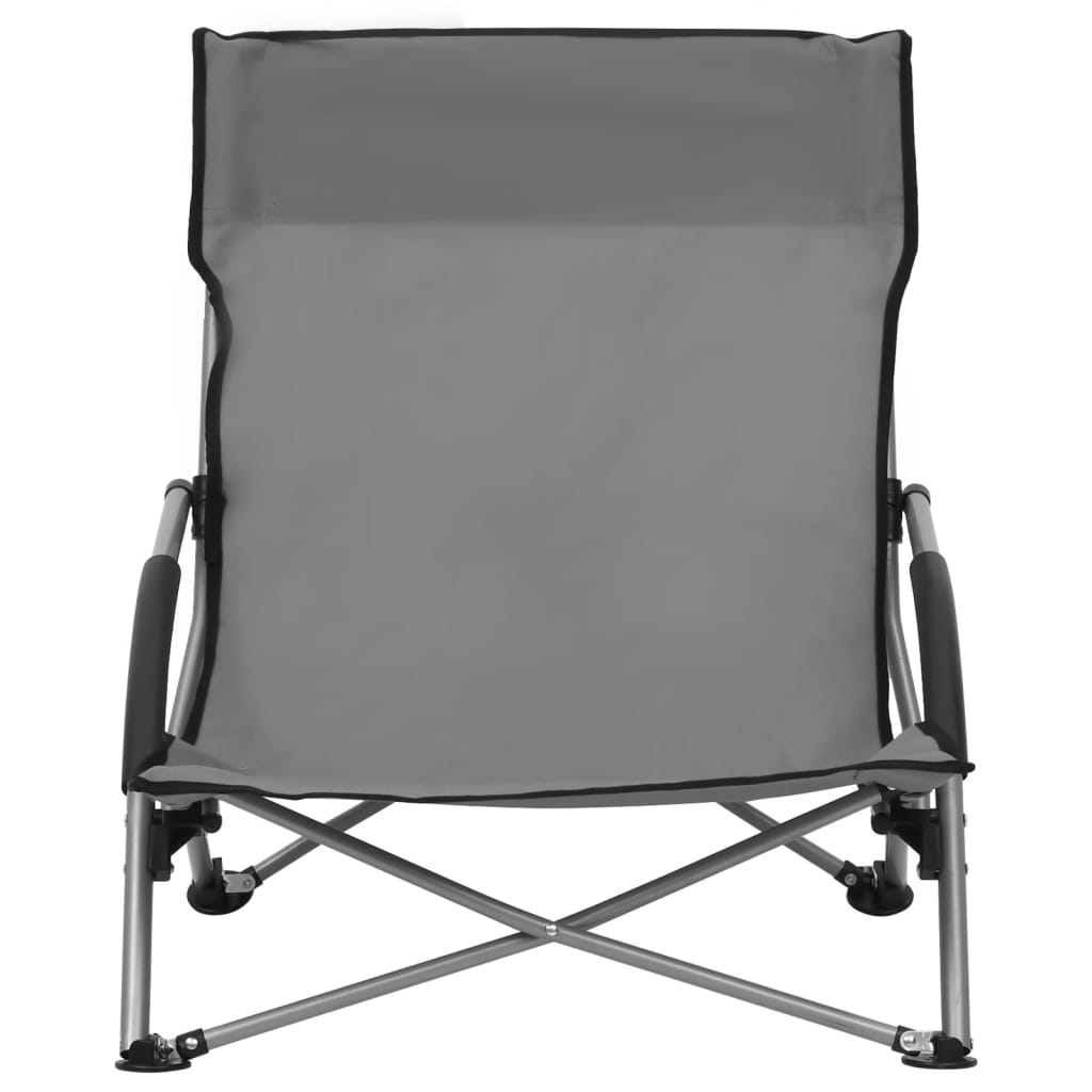 vidaXL Folding Beach Chairs 2 pcs Grey Fabric