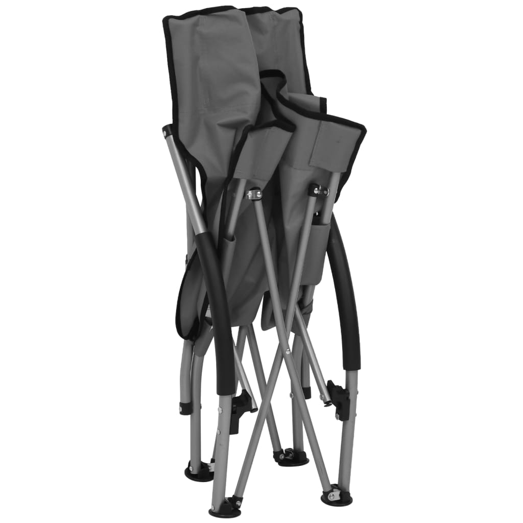 vidaXL Folding Beach Chairs 2 pcs Grey Fabric