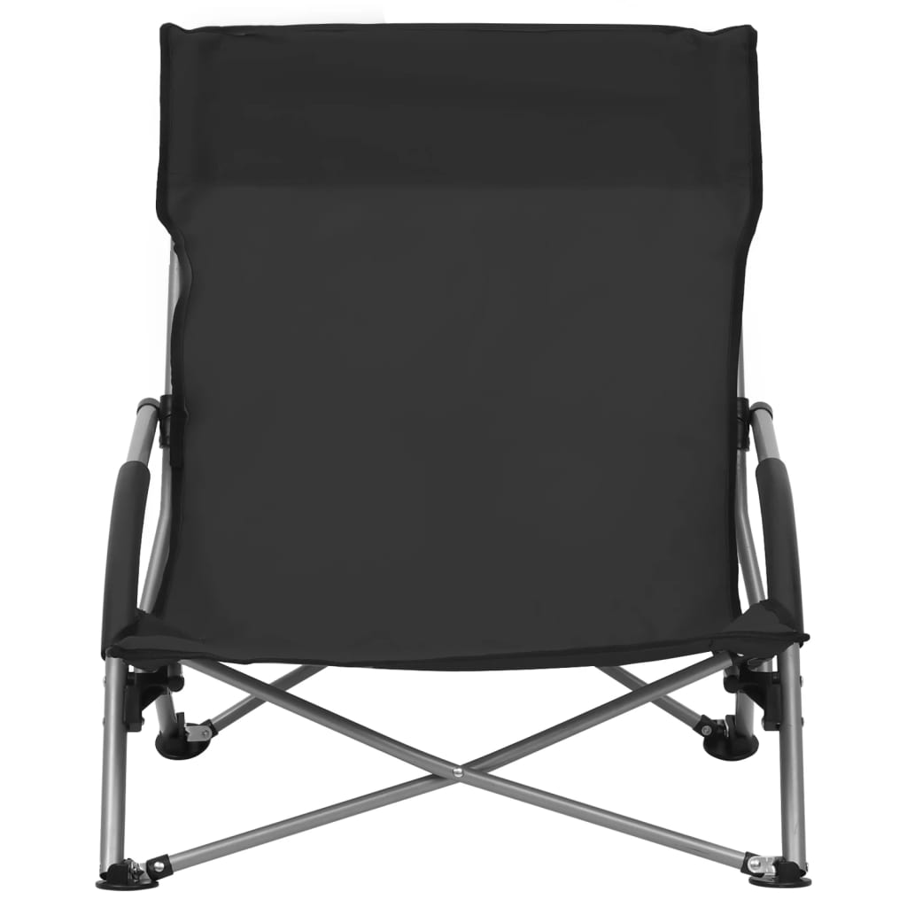 vidaXL Folding Beach Chairs 2 pcs Black Fabric