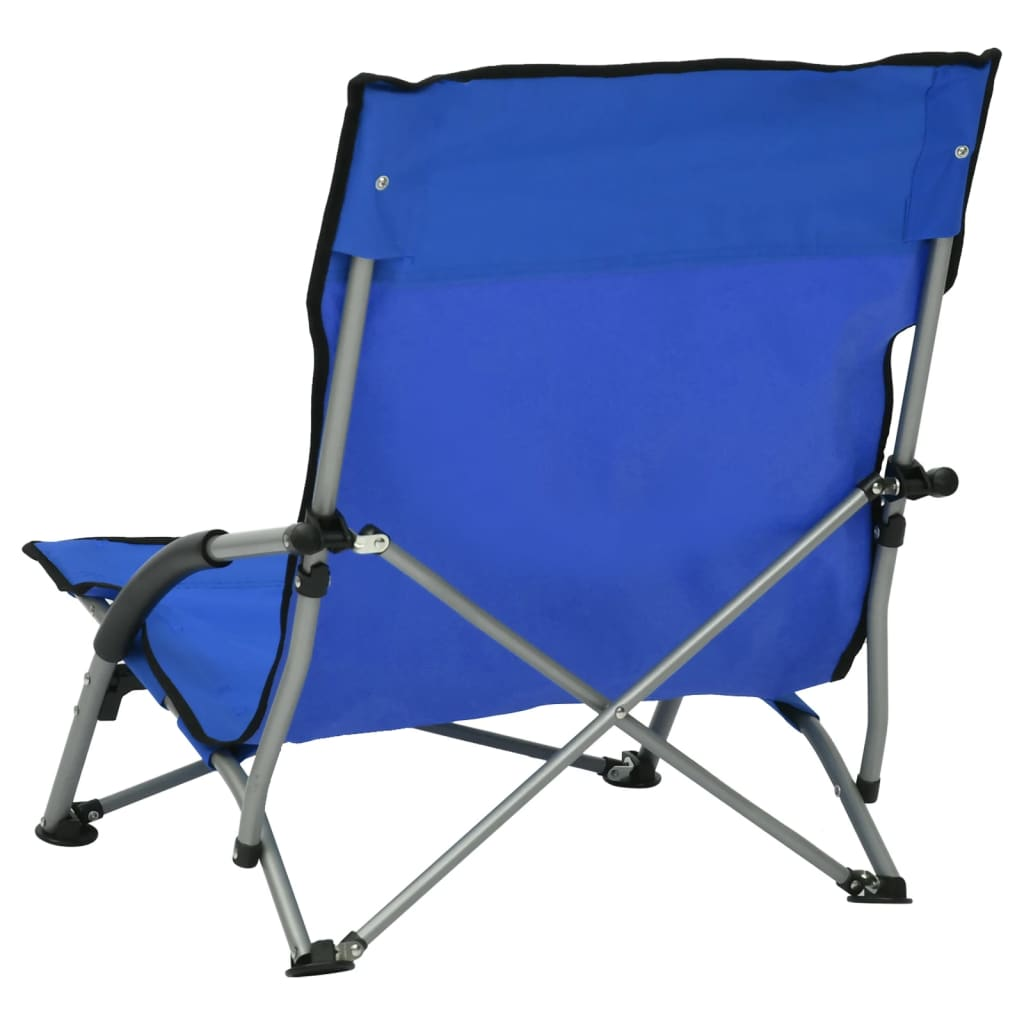 vidaXL Folding Beach Chairs 2 pcs Blue Fabric