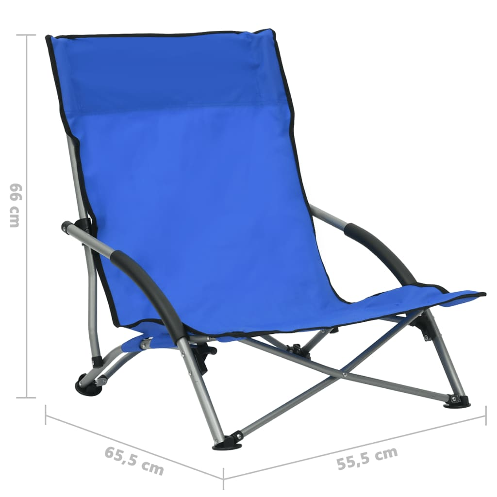 vidaXL Folding Beach Chairs 2 pcs Blue Fabric