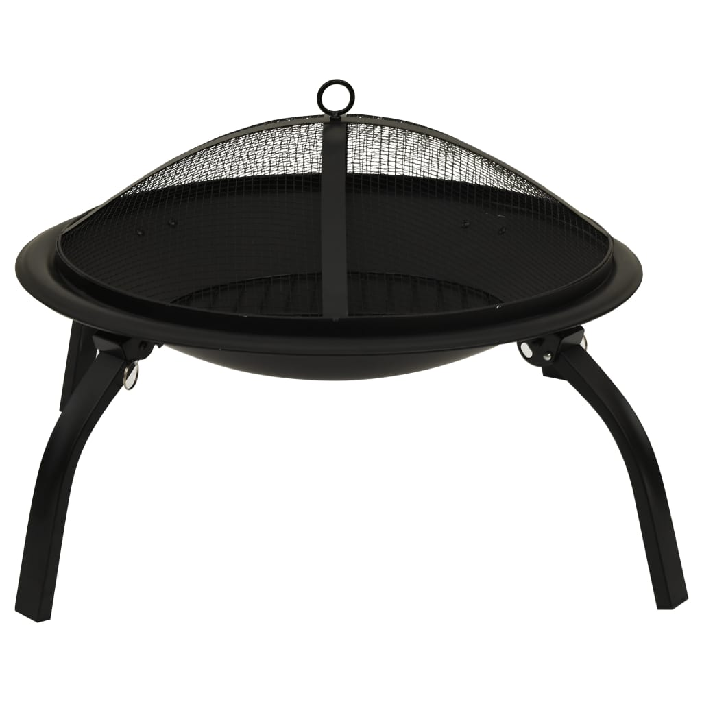 vidaXL 2-in-1 Fire Pit and BBQ with Poker 56x56x49 cm Steel