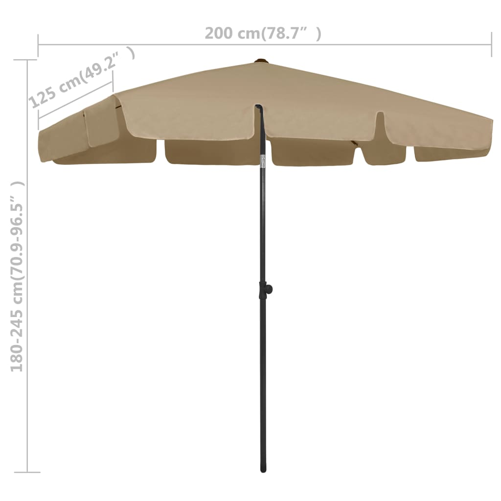 vidaXL Beach Umbrella Taupe 200x125 cm