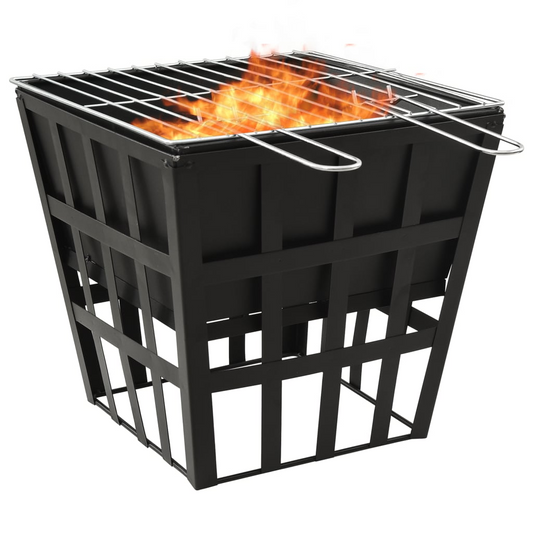 vidaXL 2-in-1 Fire Pit and BBQ 34x34x48 cm Steel