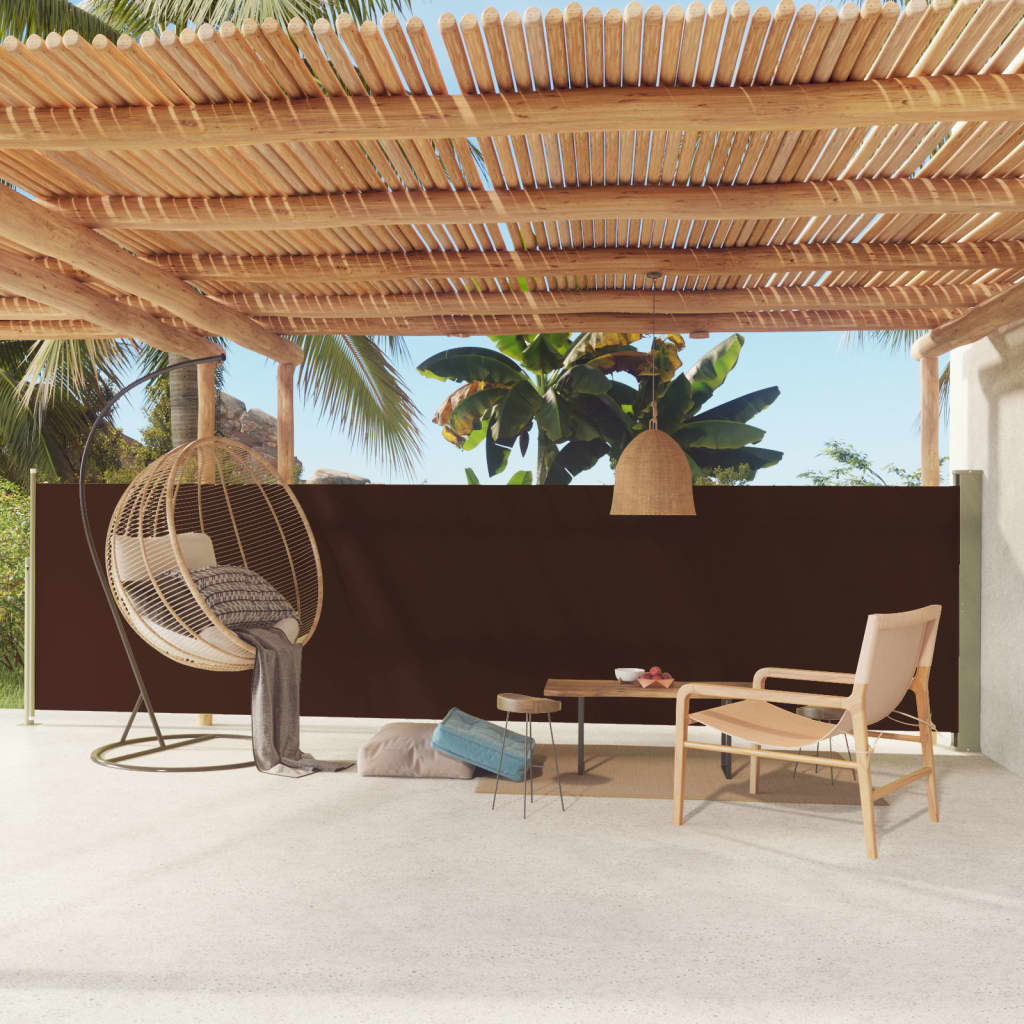 vidaXL Patio Retractable Side Awning 140x600 cm Brown