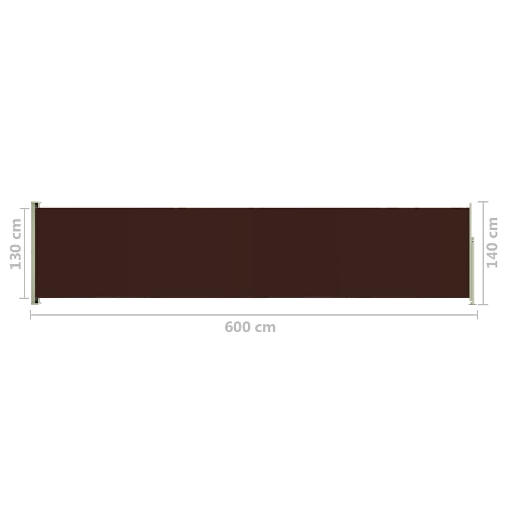 vidaXL Patio Retractable Side Awning 140x600 cm Brown