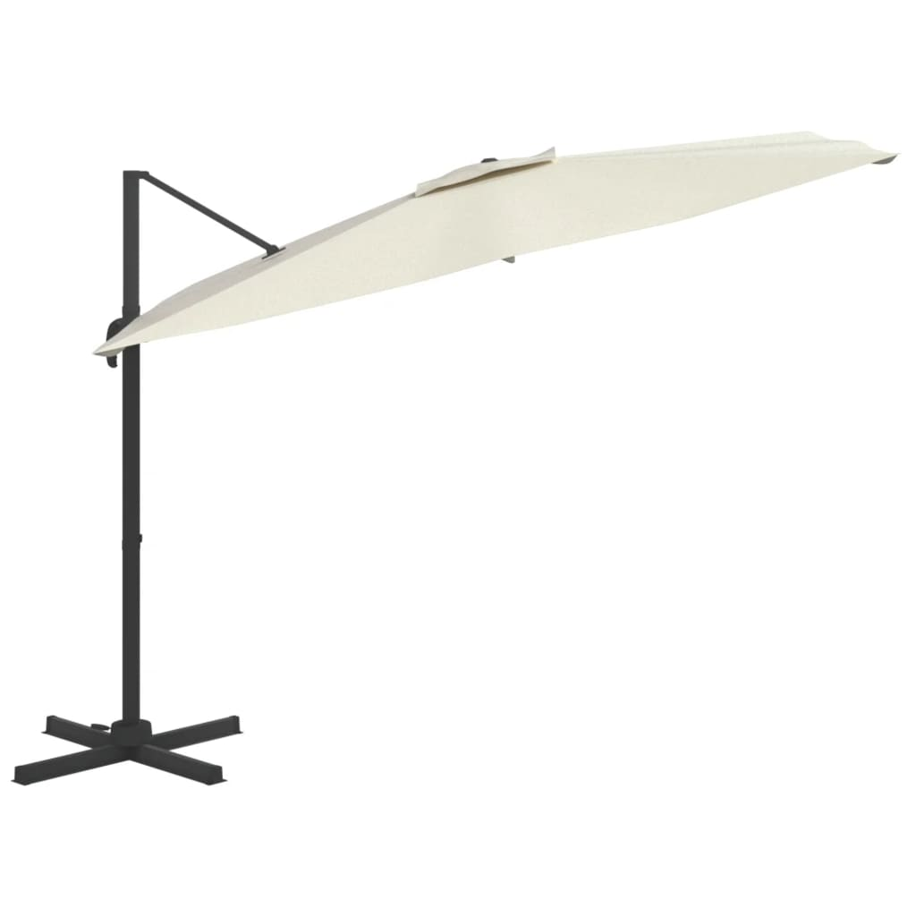 vidaXL LED Cantilever Umbrella Sand White 400x300 cm