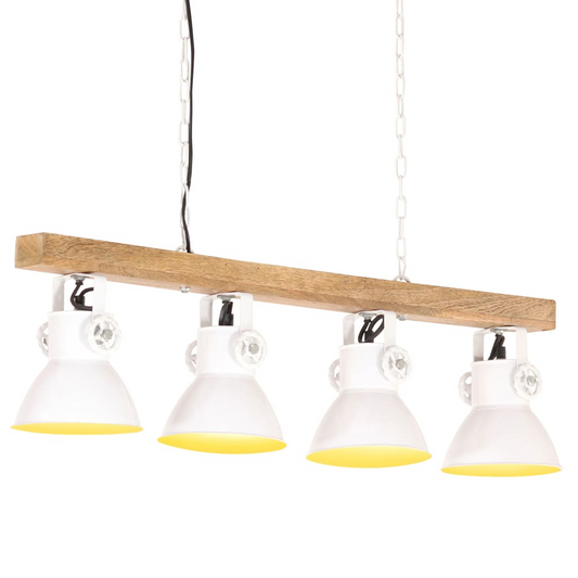 vidaXL Industrial Ceiling Lamp White E27 Mango Wood