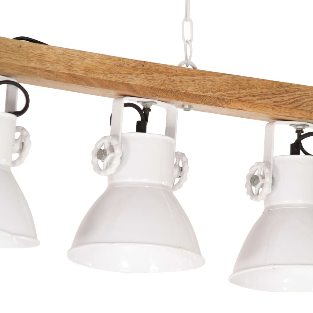 vidaXL Industrial Ceiling Lamp White E27 Mango Wood