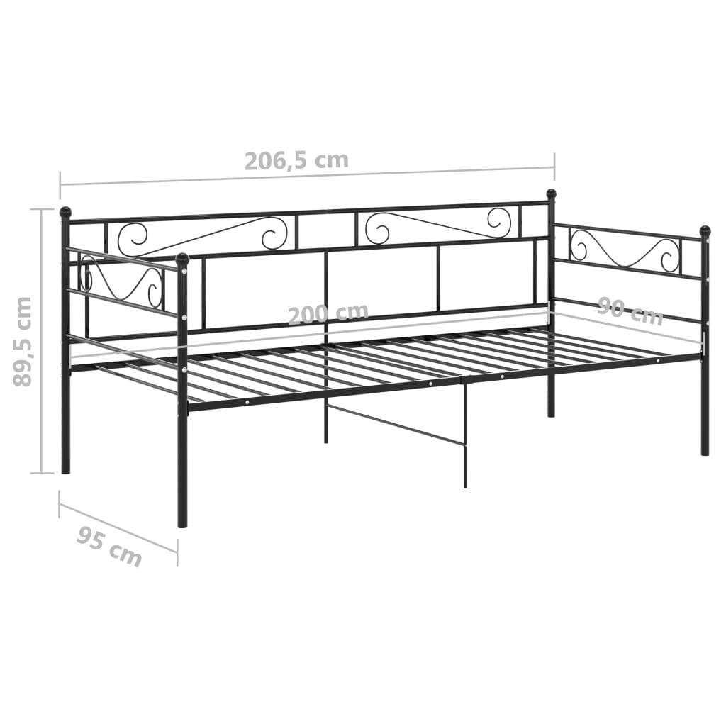 vidaXL Sofa Bed Frame Black Metal 90x200 cm