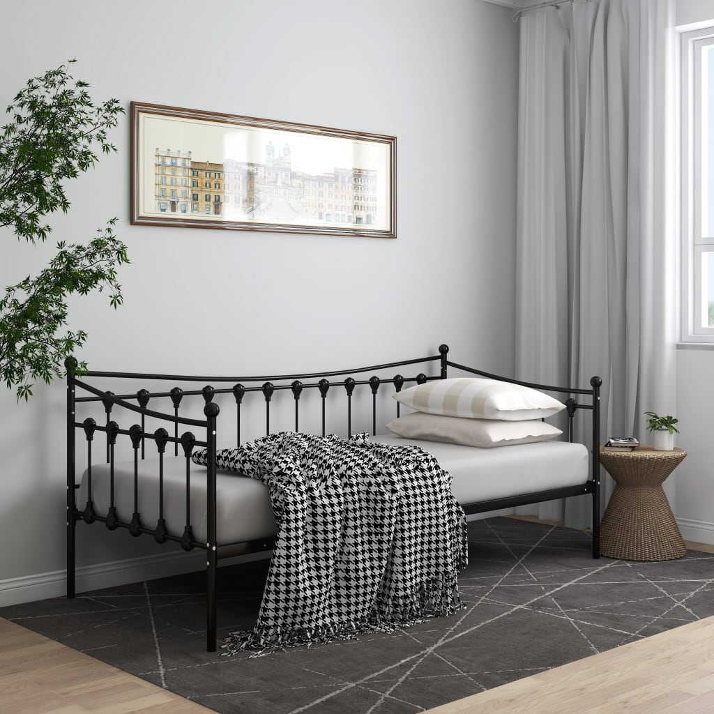 vidaXL Sofa Bed Frame Black Metal 90x200 cm