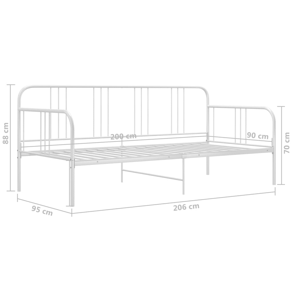 vidaXL Sofa Bed Frame White Metal 90x200 cm