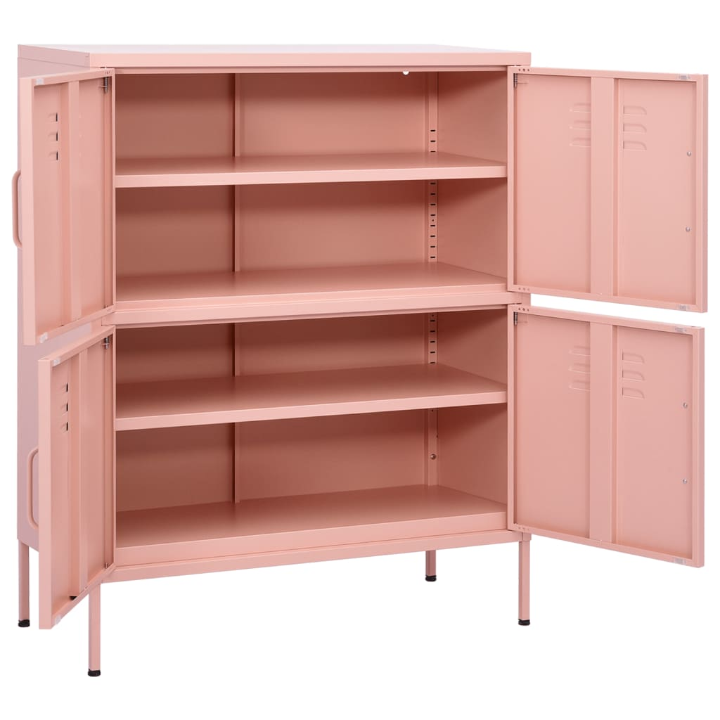 vidaXL Storage Cabinet Pink 80x35x101.5 cm Steel