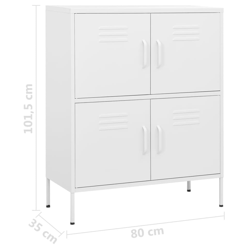 vidaXL Storage Cabinet White 80x35x101.5 cm Steel