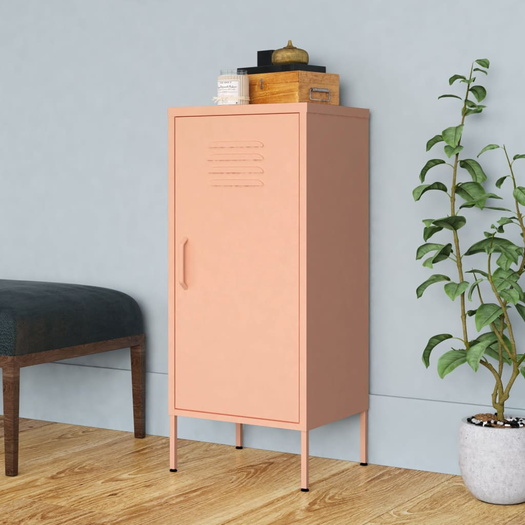 vidaXL Storage Cabinet Pink 42.5x35x101.5 cm Steel