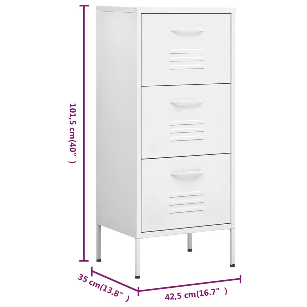 vidaXL Storage Cabinet White 42.5x35x101.5 cm Steel