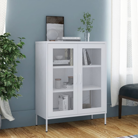 vidaXL Storage Cabinet White 80x35x101.5 cm Steel