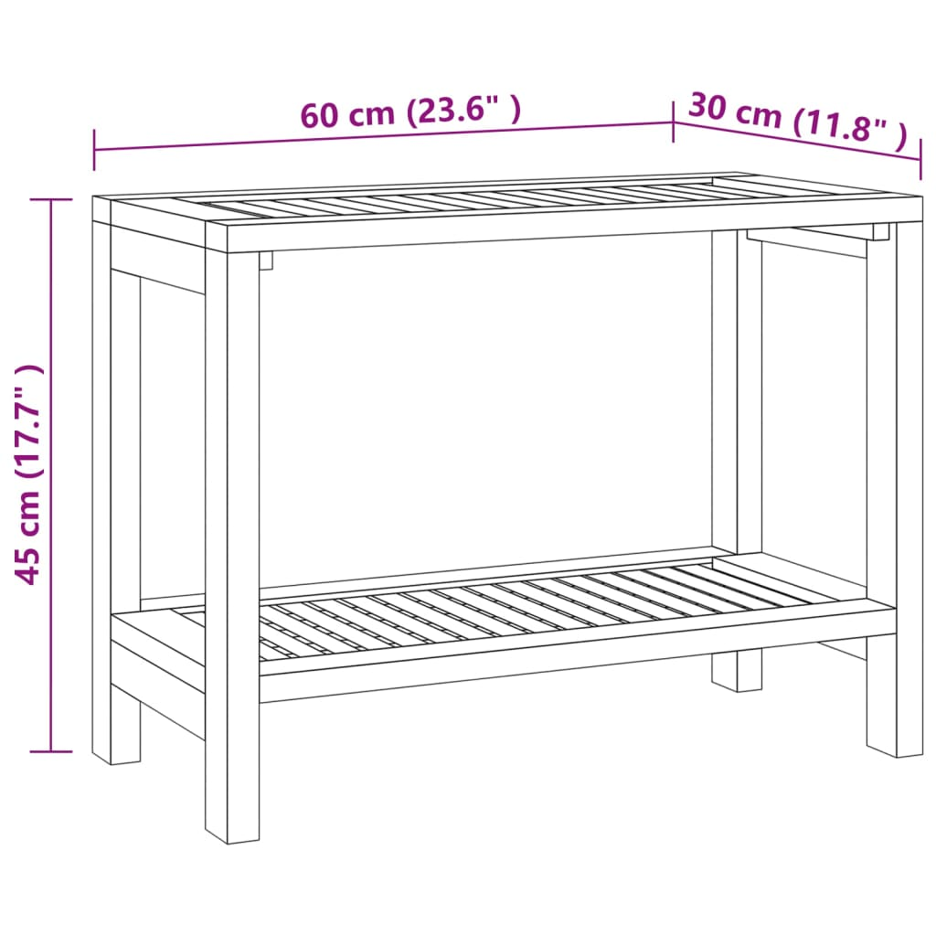 vidaXL Bathroom Side Table 60x30x45 cm Solid Wood Teak