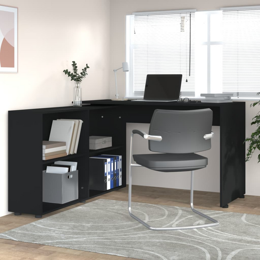 vidaXL Corner Desk Black Engineered Wood