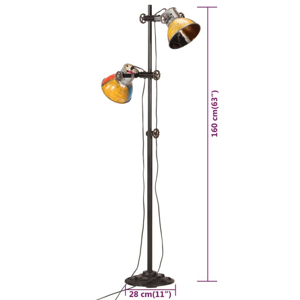 vidaXL Floor Lamp with 2 Lampshade Multicolour E27