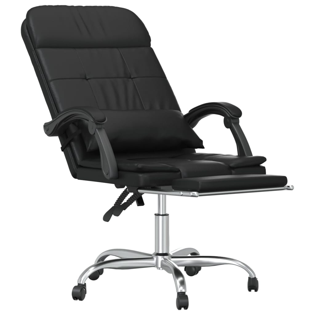 vidaXL Massage Reclining Office Chair Black Faux Leather