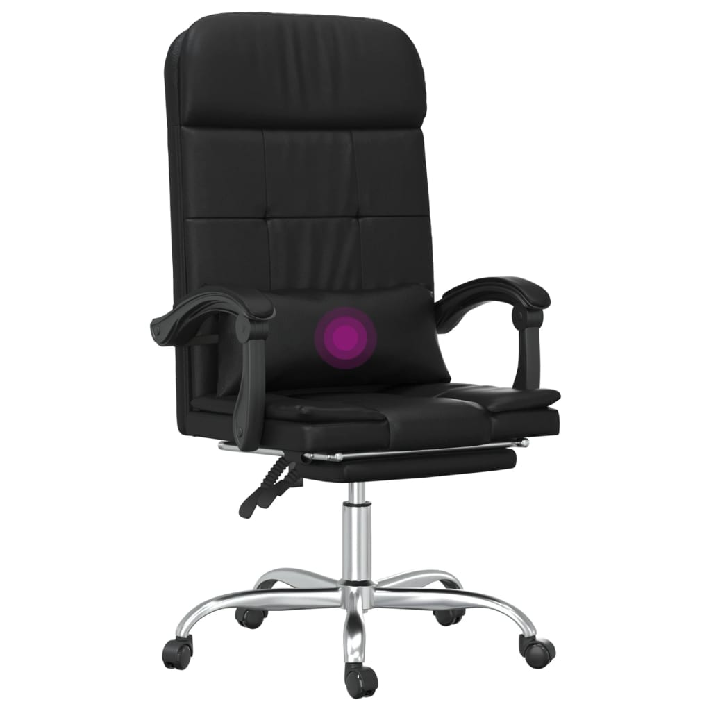 vidaXL Massage Reclining Office Chair Black Faux Leather