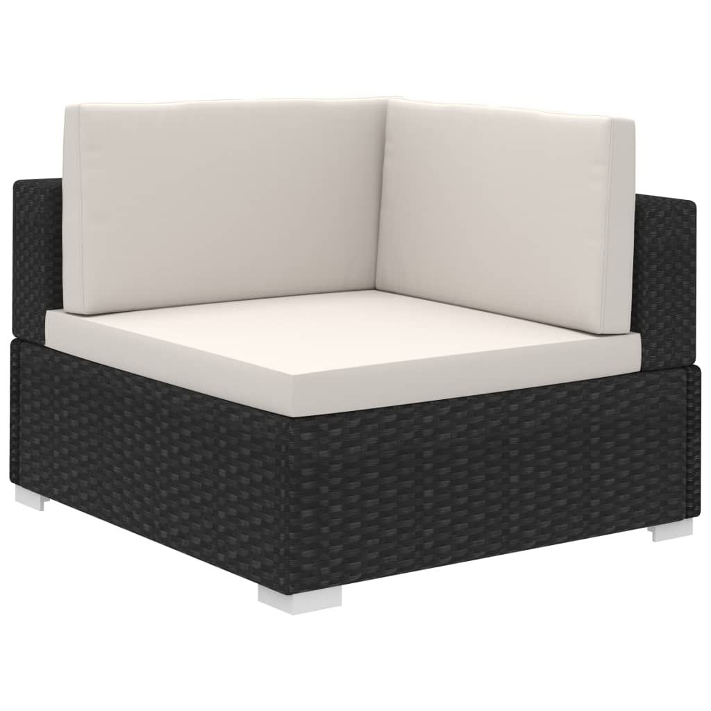 vidaXL 8 Piece Garden Lounge Set with Cushions Poly Rattan Black