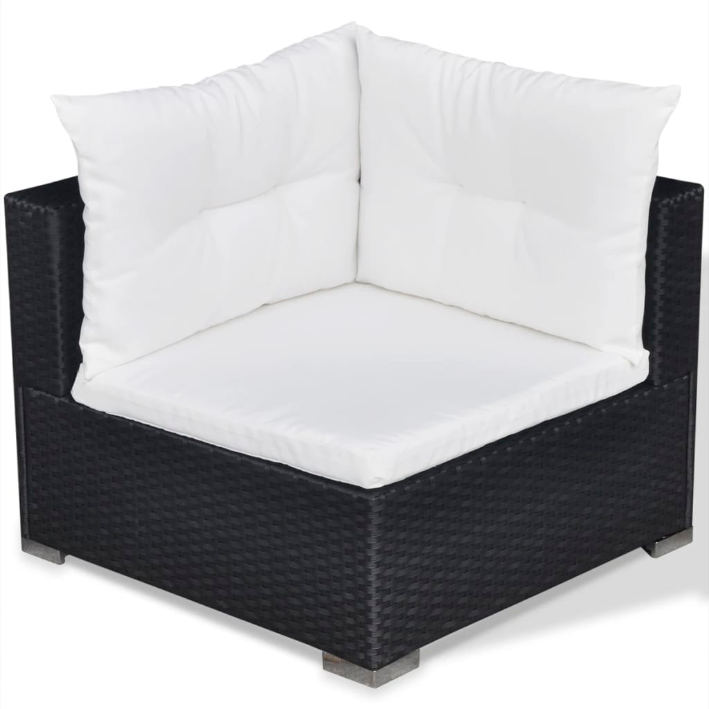 vidaXL 5 Piece Garden Lounge Set with Cushions Poly Rattan Black