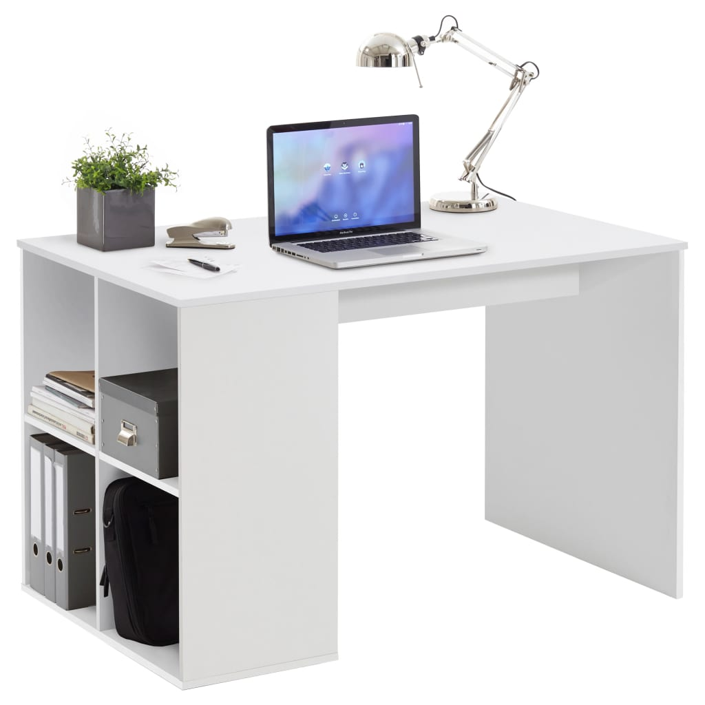 FMD Desk with Side Shelves 117x72.9x73.5 cm White