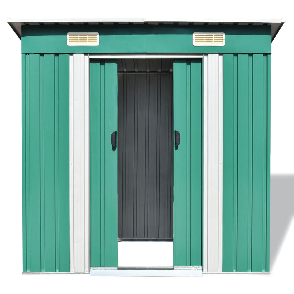 vidaXL Garden Shed Green Metal