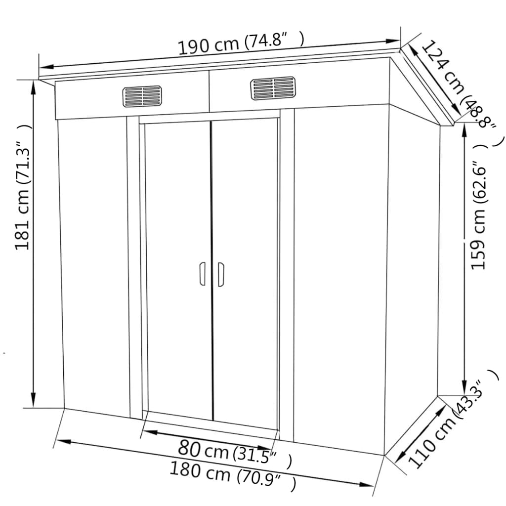 vidaXL Garden Shed Green Metal