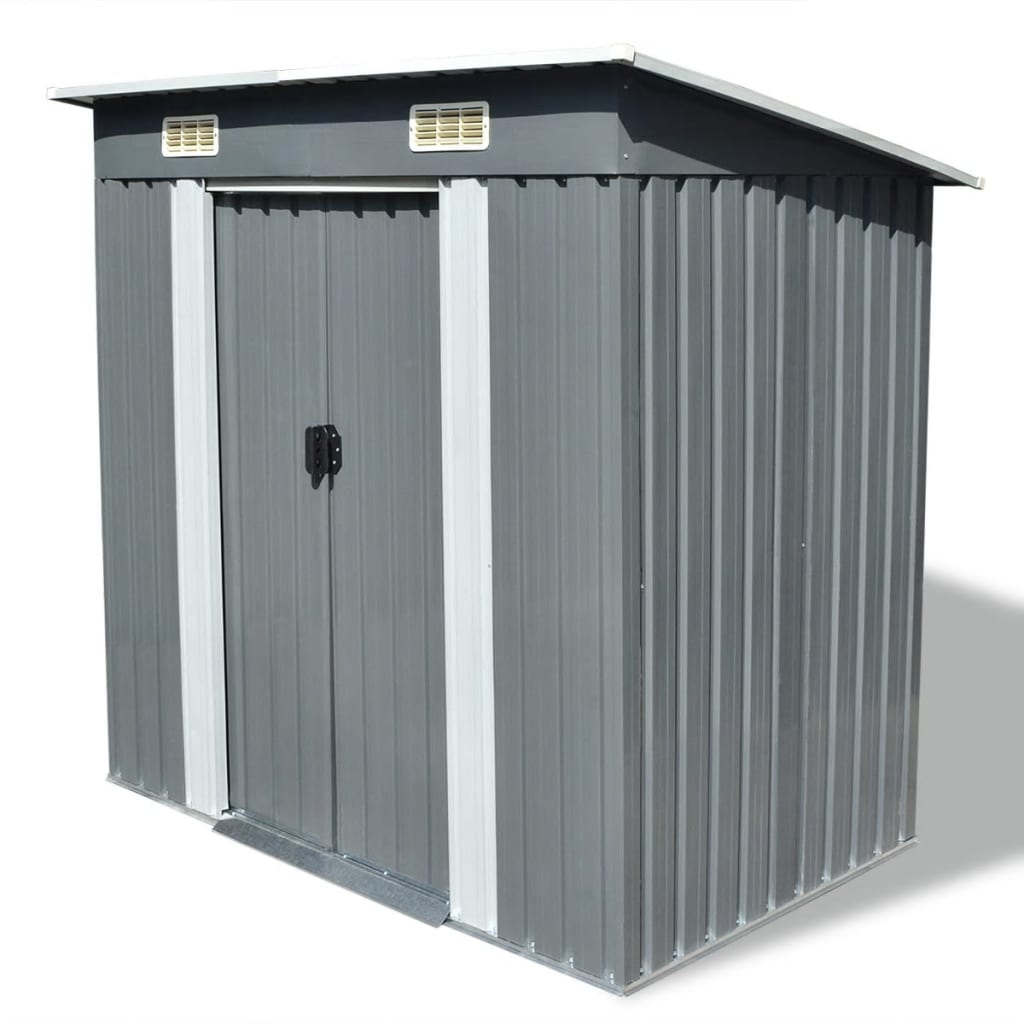 vidaXL Garden Shed Grey Metal