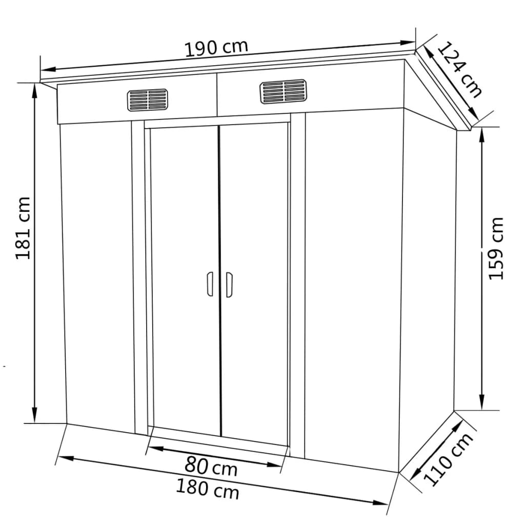 vidaXL Garden Shed Grey Metal