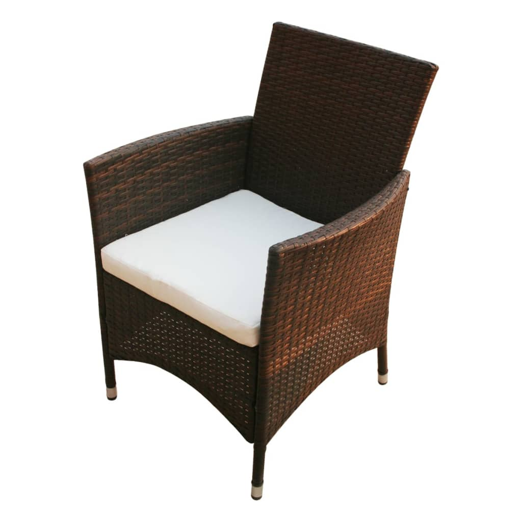 vidaXL 9 Piece Outdoor Dining Set with Cushions Poly Rattan Brown