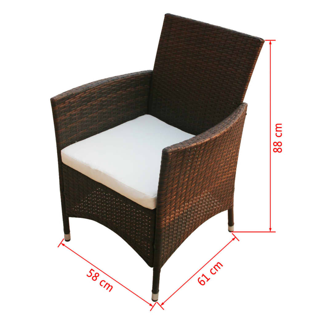 vidaXL 9 Piece Outdoor Dining Set with Cushions Poly Rattan Brown