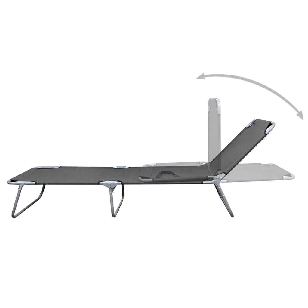 vidaXL Foldable Sunlounger with Adjustable Backrest Grey