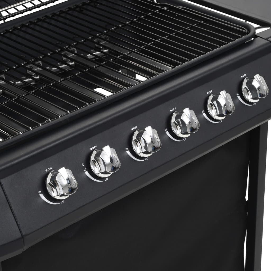 vidaXL Gas BBQ Grill with 6 Cooking Zones Steel Black