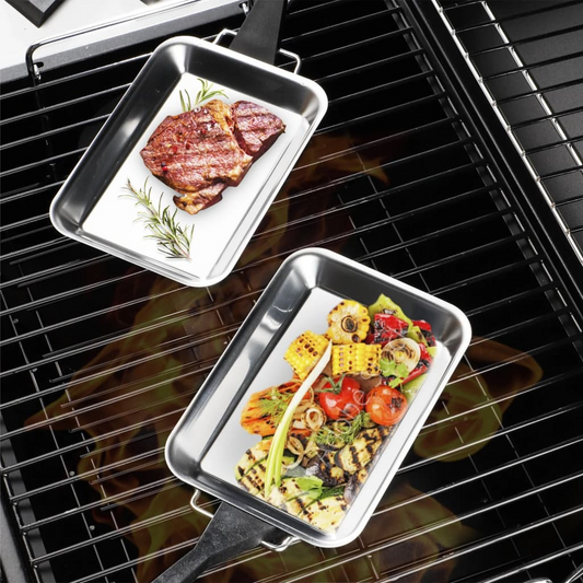 HI 6 Piece BBQ Grill Pans Set Stainless Steel