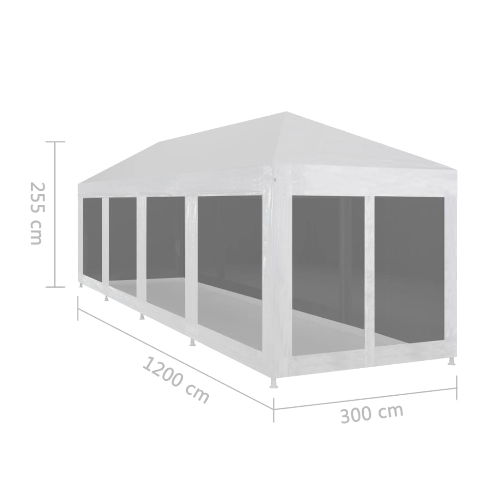 vidaXL Party Tent with 10 Mesh Sidewalls 12x3 m