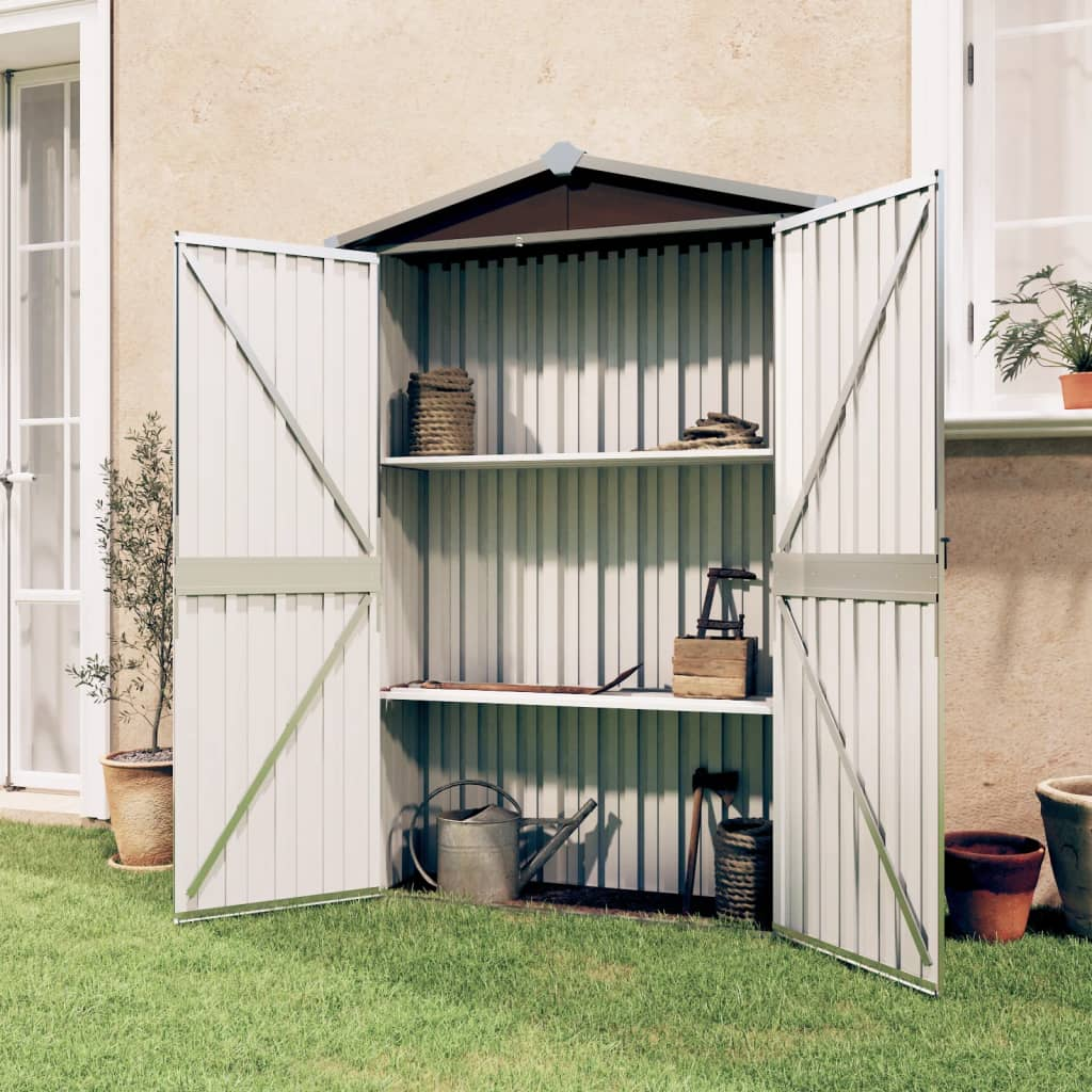 vidaXL Garden Shed Brown 116x45x175 cm Galvanised Steel