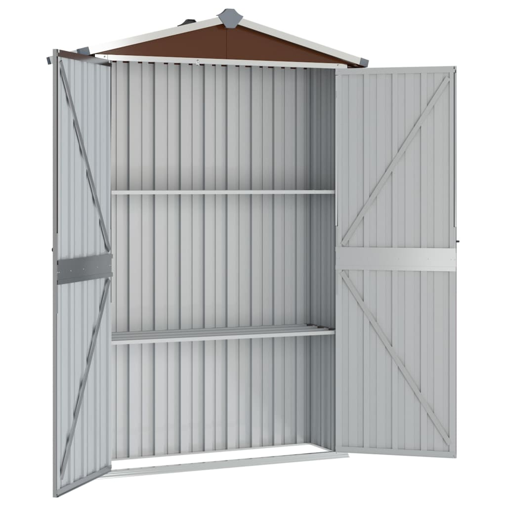 vidaXL Garden Shed Brown 116x45x175 cm Galvanised Steel