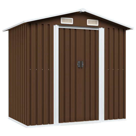 vidaXL Garden Storage Shed Brown 204x132x186 cm Steel