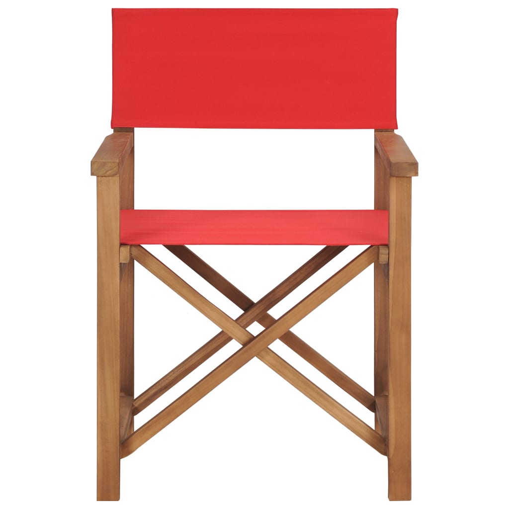 vidaXL Director's Chair Solid Teak Wood Red